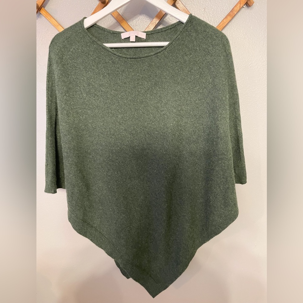 The Cashmere Project olive deep green poncho cashmere